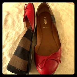 Fendi Pequin Striped Colorblock Ballerina Flat 38